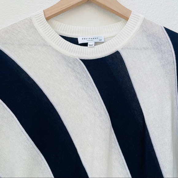 NEW Equipment Cetine Silk Blend Nautical Striped Crew light Sweater size S - Picture 5 of 10